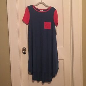 NWT LuLaRoe Carly - Blue with Red Sleeves